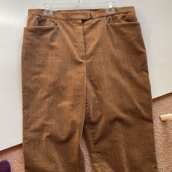 Ralph Lauren Plus Size 14 Brown two  pocket plush pants. Chevronish pattern - Picture 6 of 15